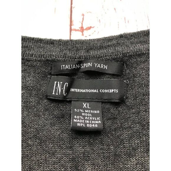 INC Gray Long Sleeve Marino Wool Blend Argyle Sweater Size X-Large - Picture 6 of 7